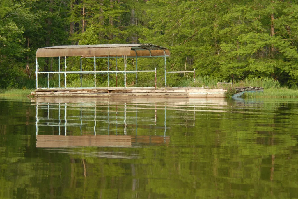 The old ferry used to tote people back and forth from the "main land" to Hodges Island was still in Hodges Lake, though it had washed to a far shore, as of a few years ago. Not sure if it is still there now.