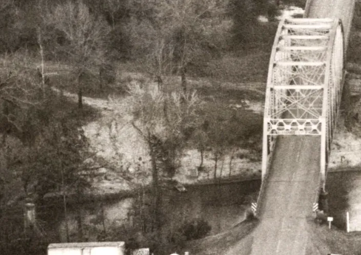 A bluff on the Sabine River north of the old Pendleton Gaines bridge