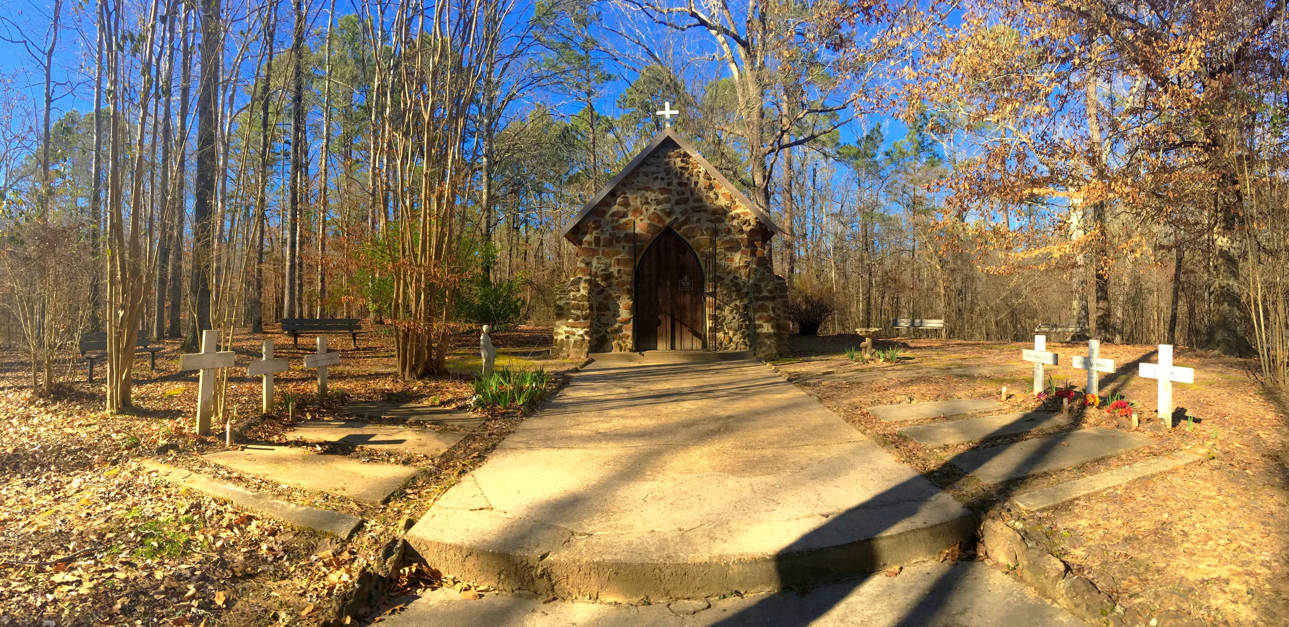 Built by Carmelite monks in the 1800s is Rock Chapel, in DeSoto Parish, Louisiana