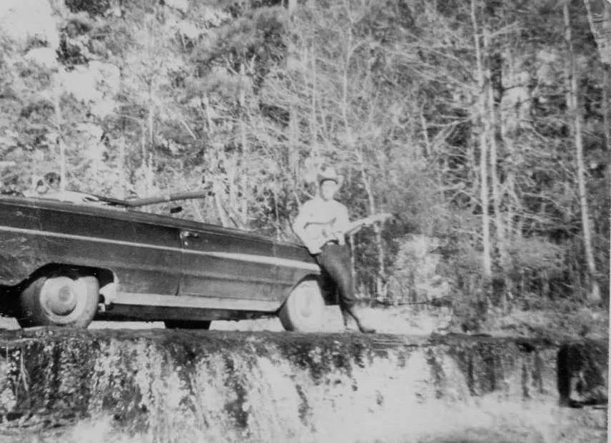 Hanging at the Falls in 1969. Cliff Johnson and his wife in their 1964 Ford convertible