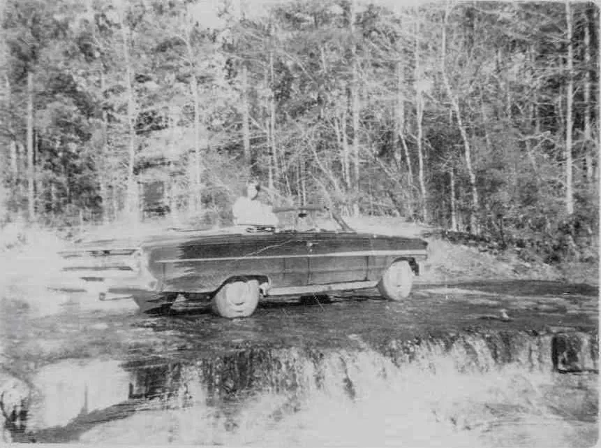 Hanging at the Falls in 1969. Cliff Johnson and his wife in their 1964 Ford convertible