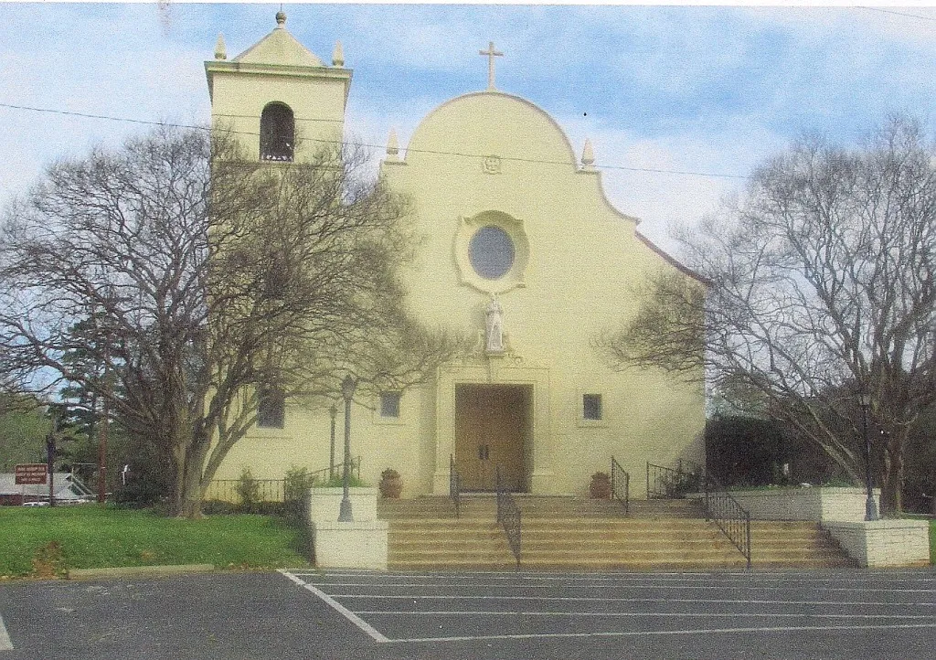  St. John’s Catholic Church in Many, La. looking at it from the parking lot in March 2016. Beautiful architecture of the church is evident in the photograph.. (Robertson Collection)