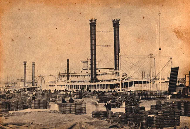 Ferry at Niblett&#x27;s Bluff on the southern end of the Sabine.