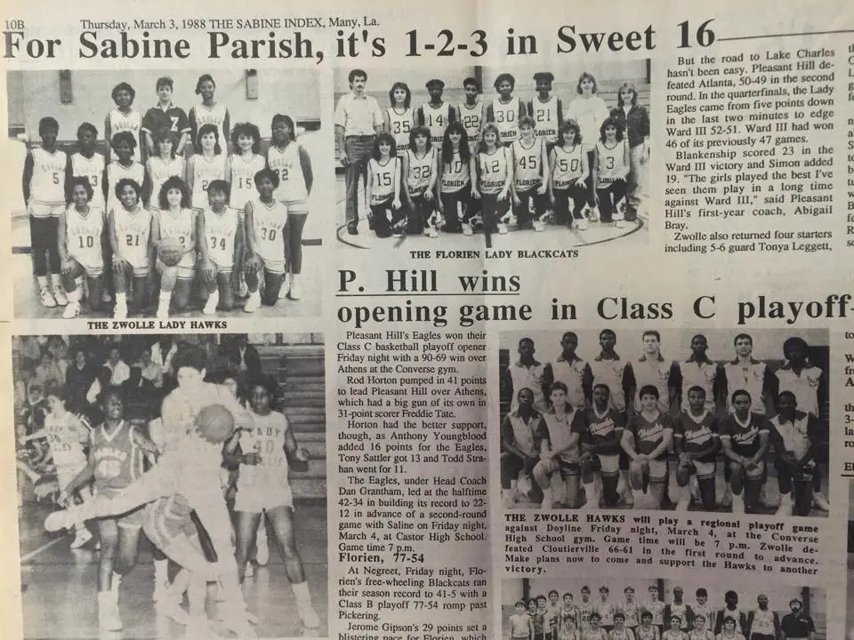 Photograph from the Facebook post “Sabine girls' basketball in 88.”