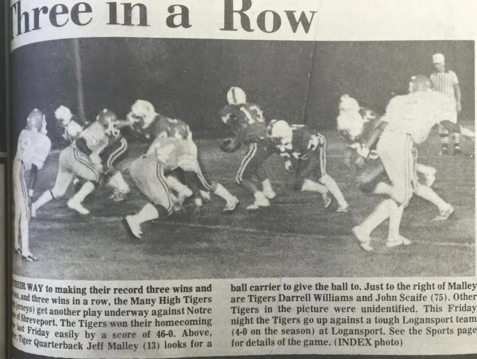Photograph from the Facebook post “1984 Tiger football”