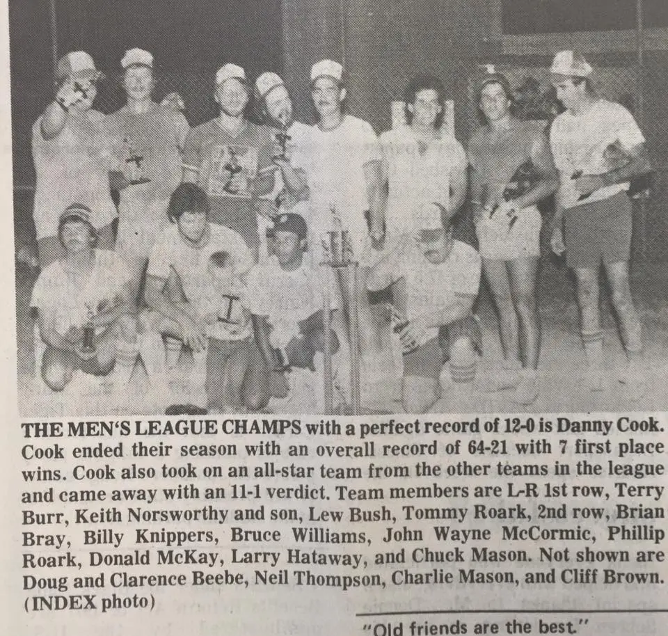 Photograph from the Facebook post “1984 Fall Ball League”