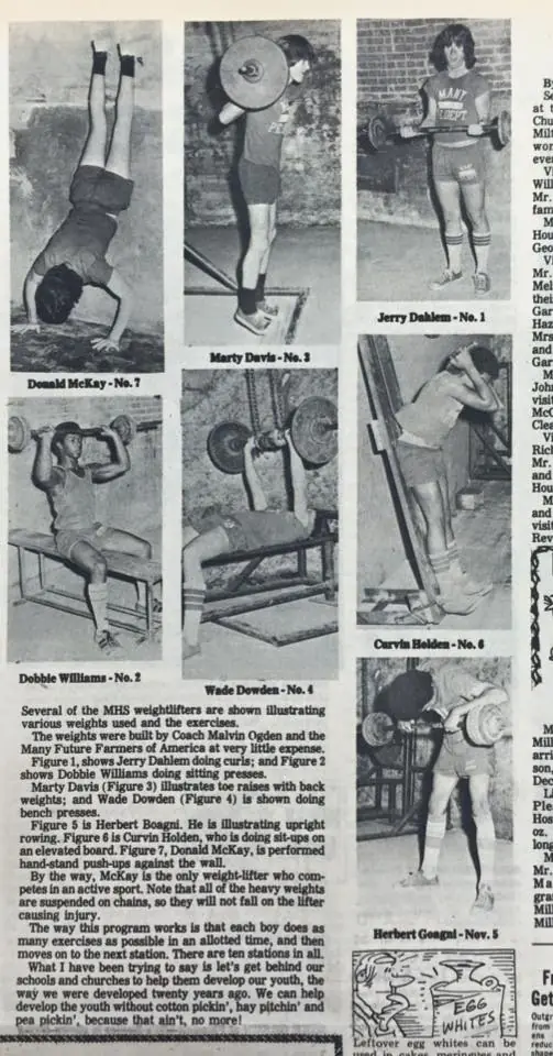Photograph from the Facebook post “Weightlifting at Many.”