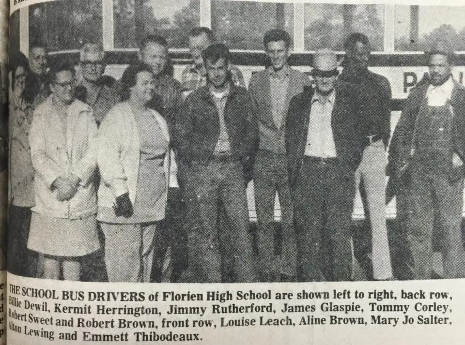 Photograph from the Facebook post “1974 Florien bus drivers”