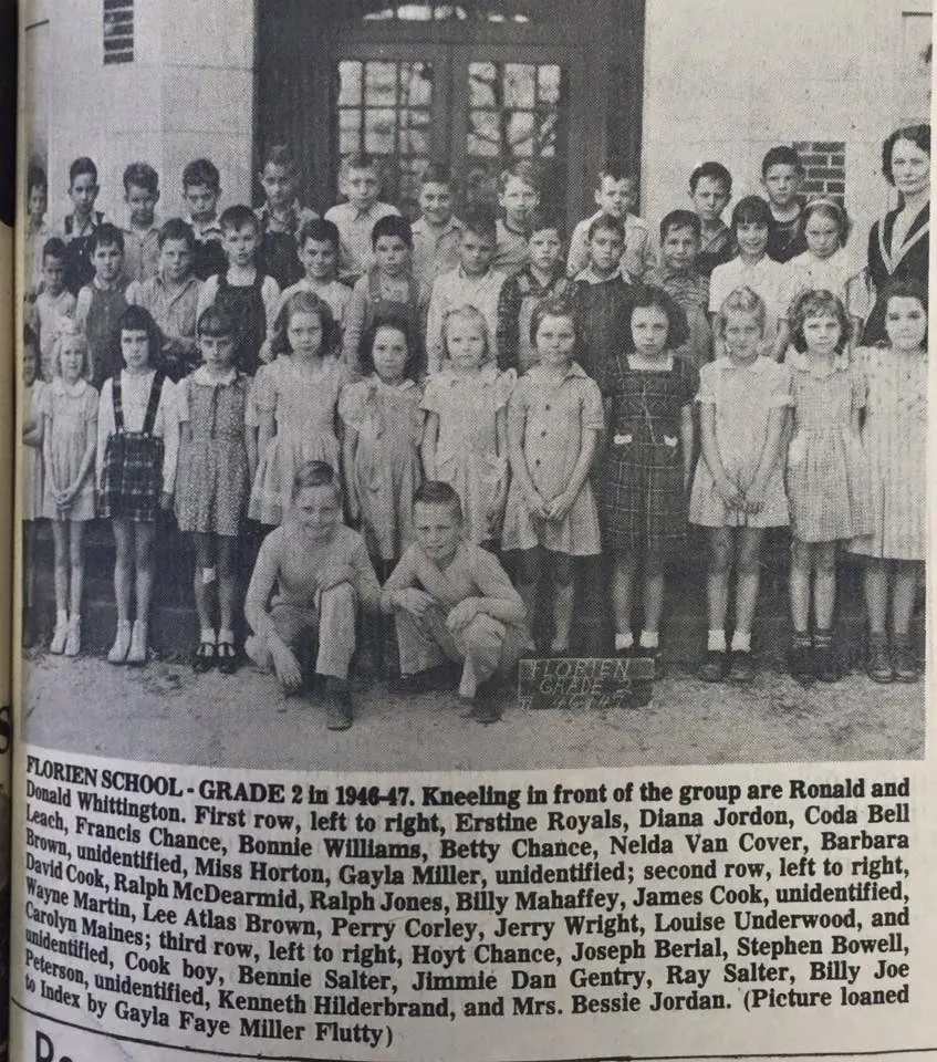 Photograph from the Facebook post “Second Grade at Florien 1946”