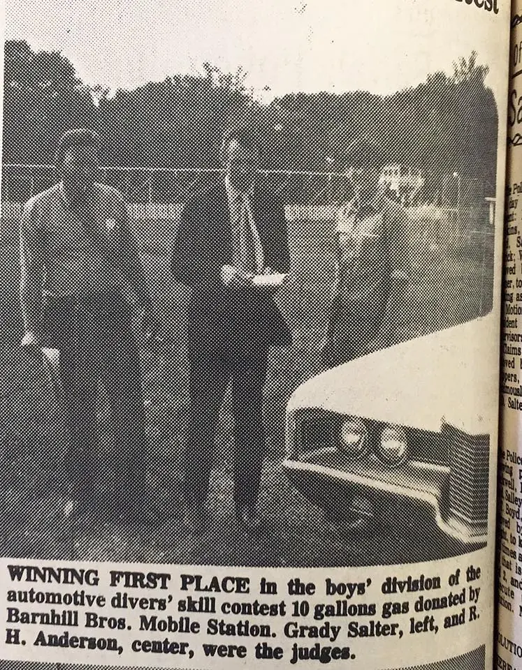 Photograph from the Facebook post “4hers participate in driver education program, 1971”