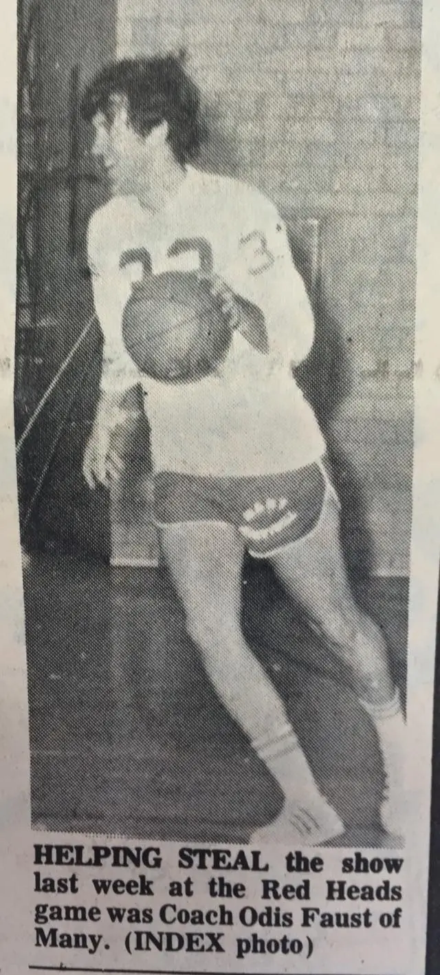 Photograph from the Facebook post “Coaches playing hoops.”