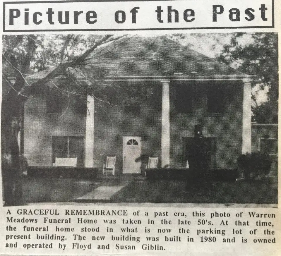 Photograph from the Facebook post “1950s, Warren Meadows Funeral Home”