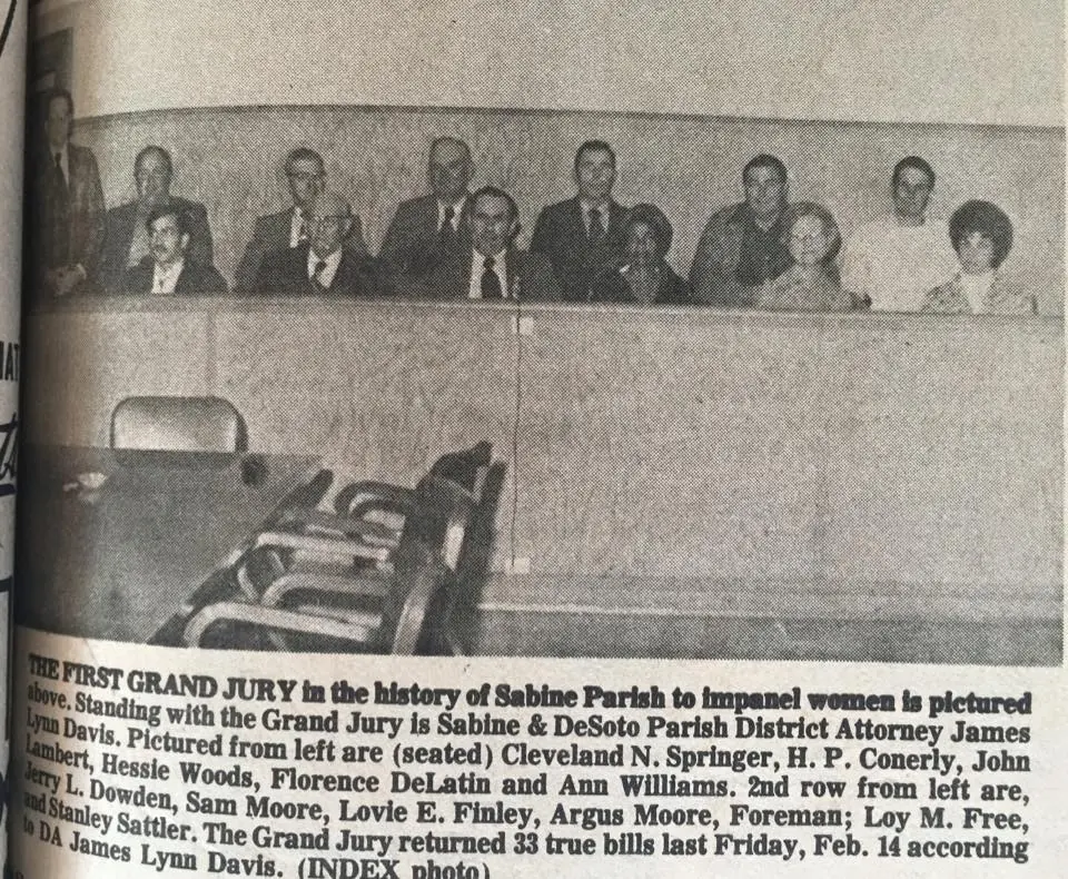 Photograph from the Facebook post “First grand jury of Sabine Parish.”