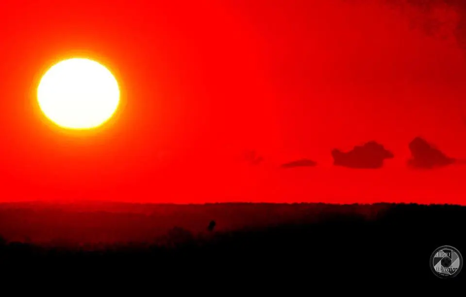Photograph from the Facebook post “Barely a cloud in the sky as the sun set for this evening.”
