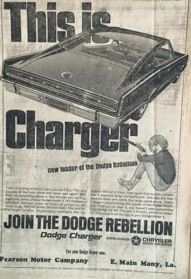 Photograph from the Facebook post “1966 auto advertisements.”