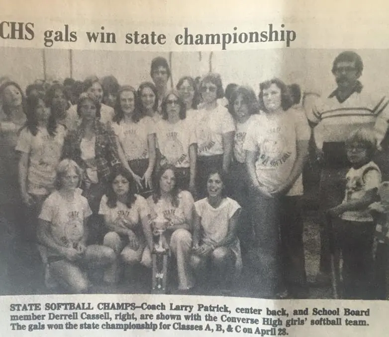 Photograph from the Facebook post “In 1978, the Converse Lady Wildcats were state champs in softball.”