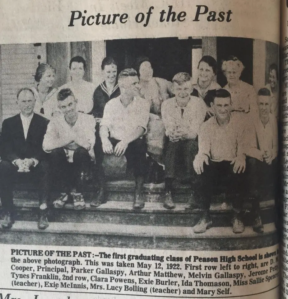 Photograph from the Facebook post “Peason High School class of 1922”