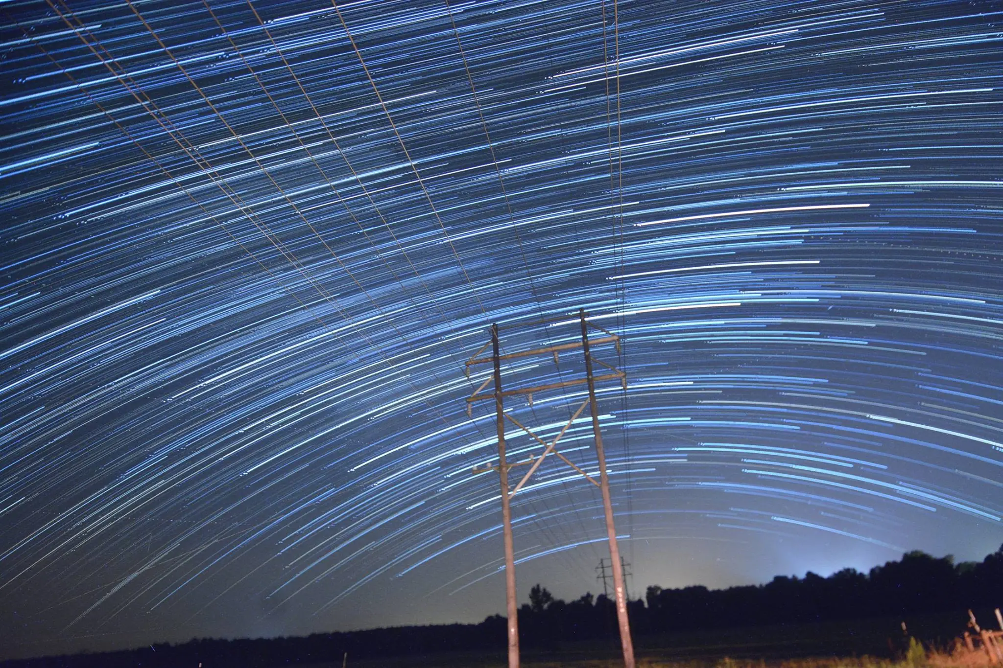 Photograph from the Facebook post “"Star Trails," captured last night from Dr.”