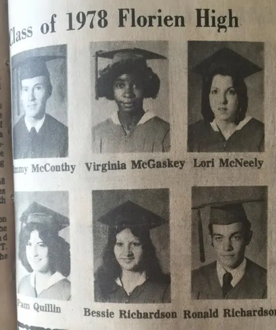 Photograph from the Facebook post “Class of 1978 Florien High School”