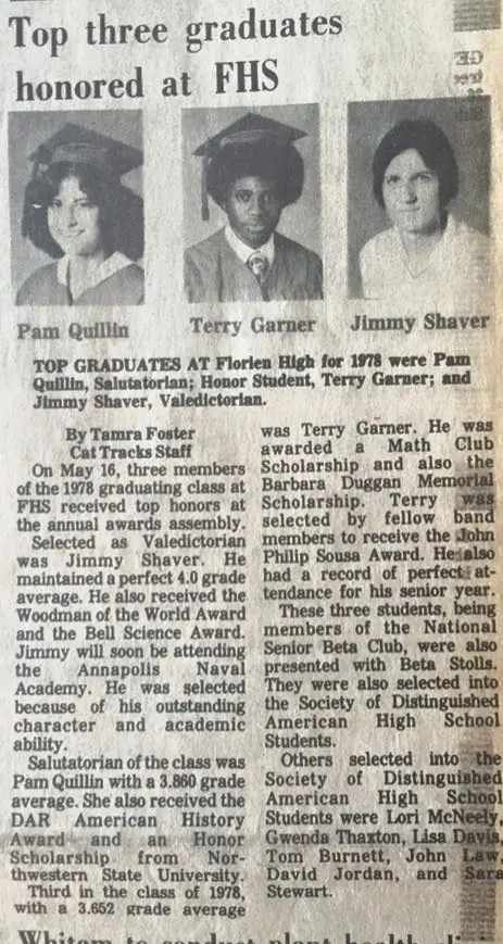 Photograph from the Facebook post “1978 Florien High graduates”