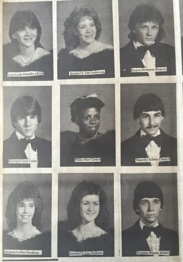 Photograph from the Facebook post “1985 graduates Florien High”