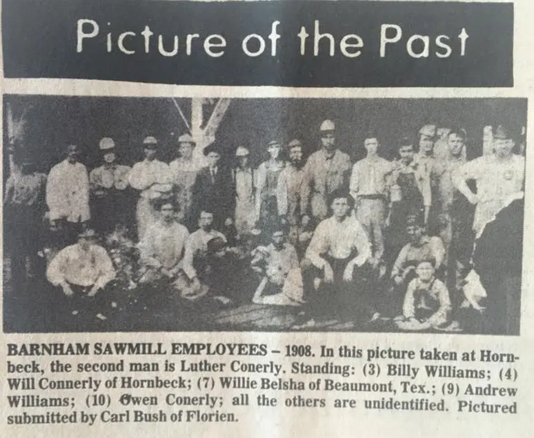 Photograph from the Facebook post “Barnham Sawmill in Hornbeck.”