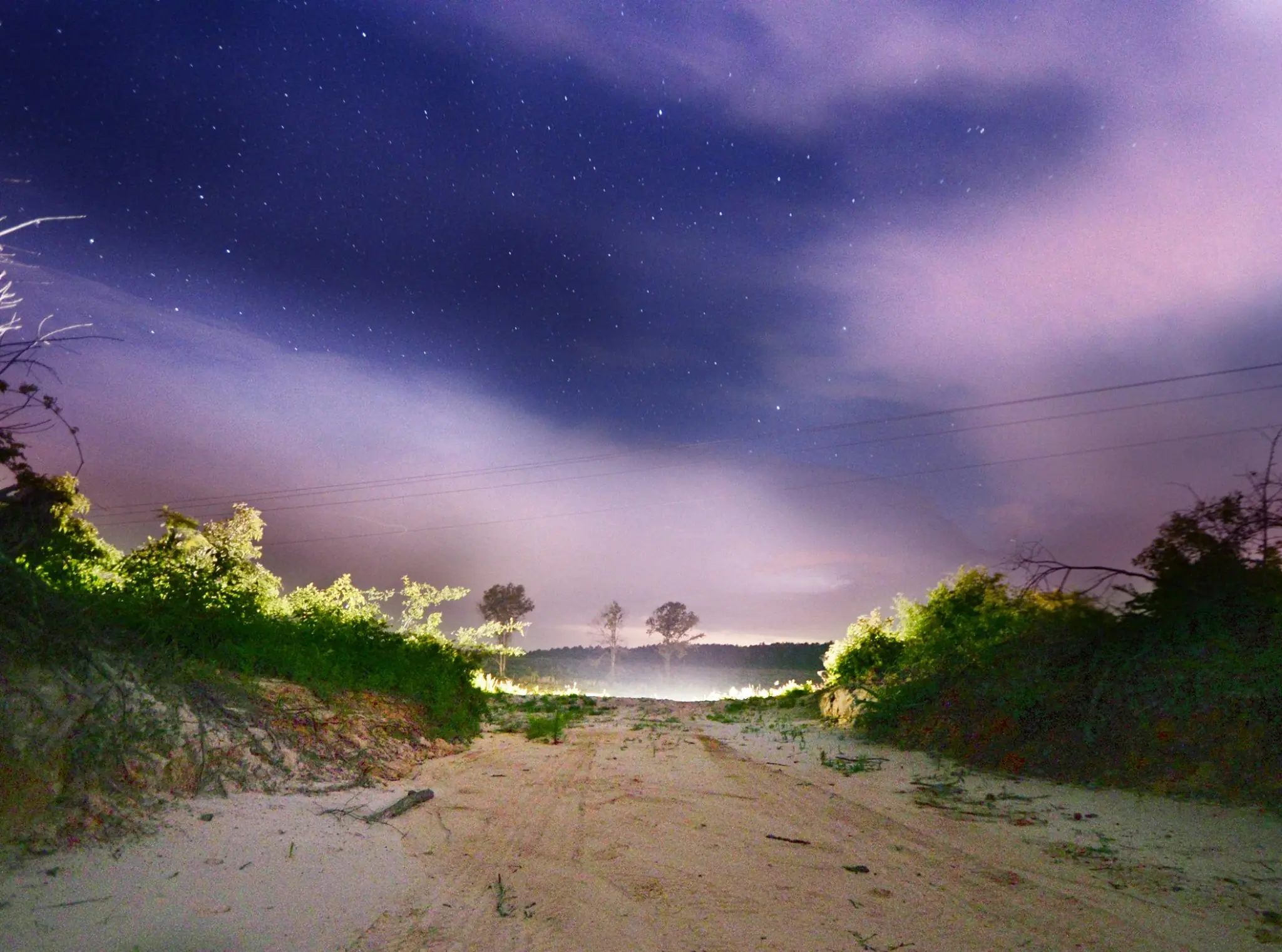 Photograph from the Facebook post “Night shot, taken on a dirt road near Fisher.”