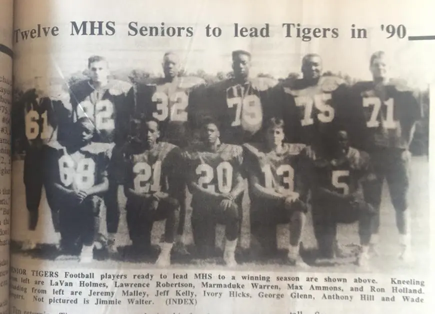 Photograph from the Facebook post “1990 Tiger football”
