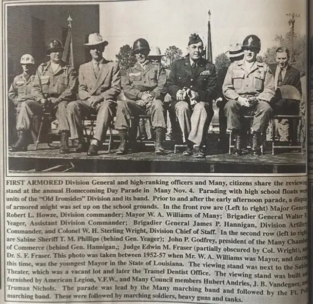 Photograph from the Facebook post “Taken in 1950s, First Armored Division General and high ranking officers at a parade in…”