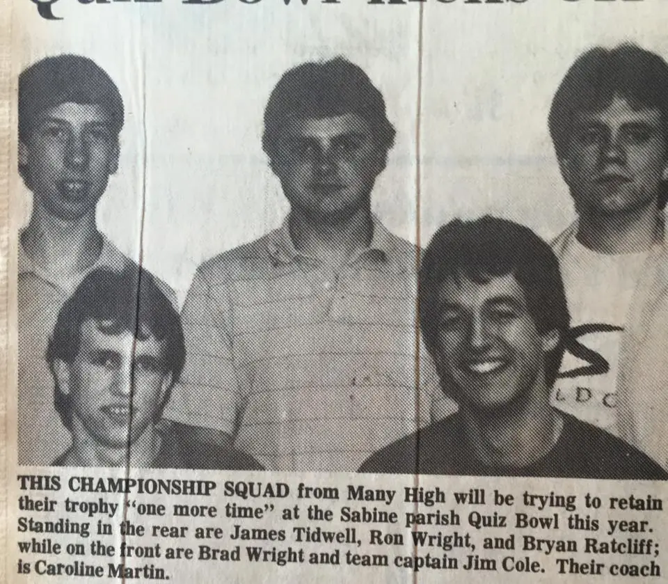 Photograph from the Facebook post “1987 Quiz Bowl”