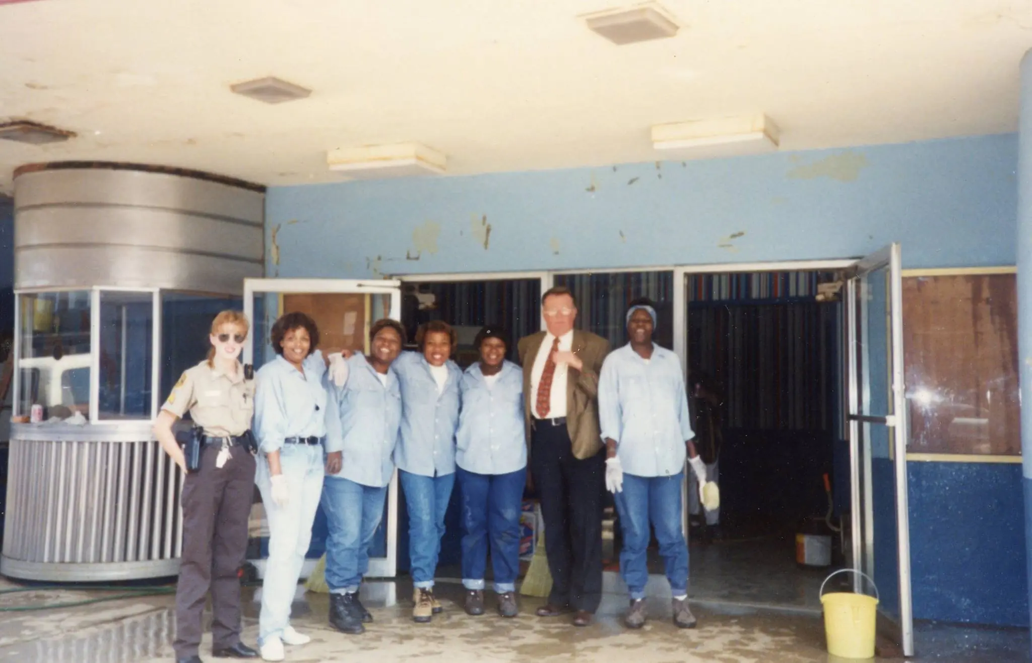 Photograph from the Facebook post “From mid 1990s, Sheriff Alfice Brumley, Deputy Edie Gowen, and some helpful female…”