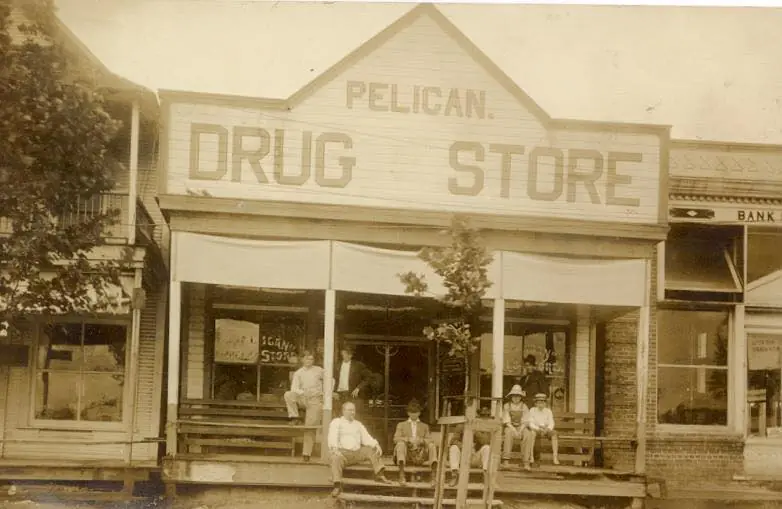 Photograph from the Facebook post “Pelican Drug Store, early 1900s.”