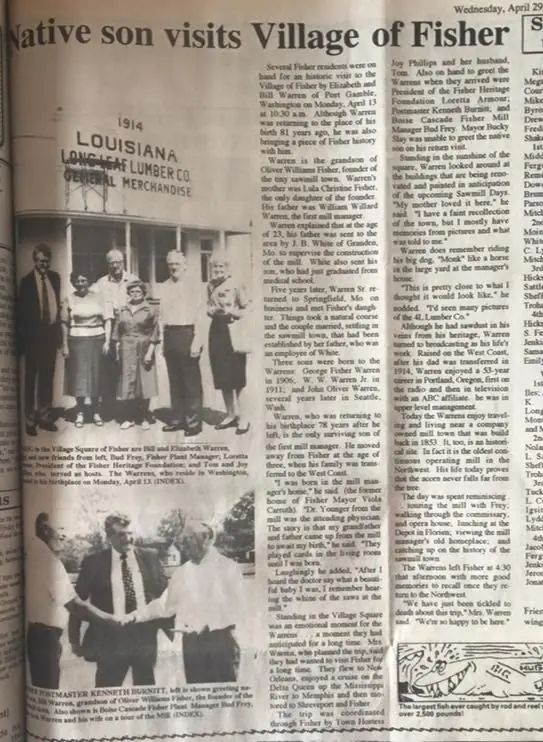 Photograph from the Facebook post “1978 #1978SabineParish #fisher #villageoffisher #longleaflumber”