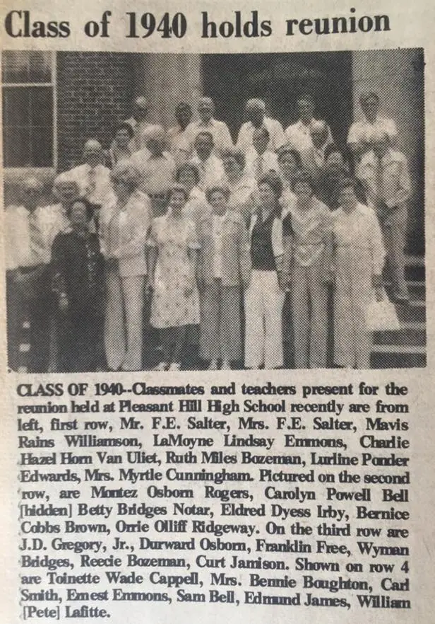 Photograph from the Facebook post “Pleasant Hill High Class of 1940 reunites in 1978.”