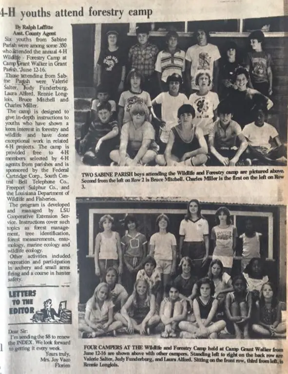 Photograph from the Facebook post “1978 Sabine Parish 4-H.”