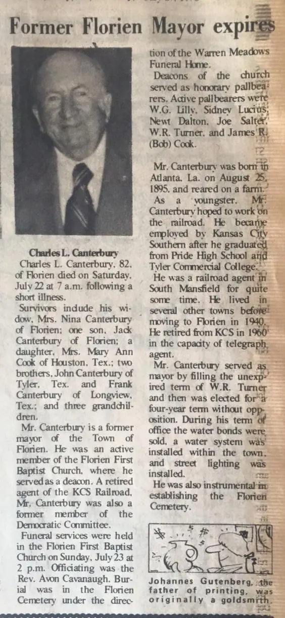 Photograph from the Facebook post “Charles Canterbury, Florien Mayor, 1978”