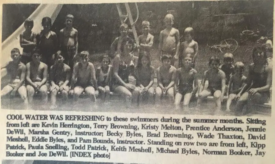 Photograph from the Facebook post “Summer fun, 1978 swimming lessons”