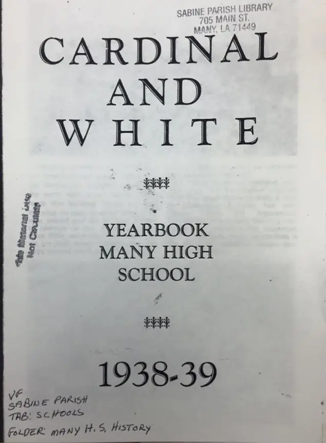 Photograph from the Facebook post “Many High yearbook, 1938-1939”