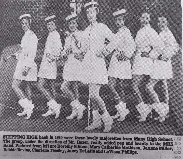 Photograph from the Facebook post “Many High Majorettes, 1940!”