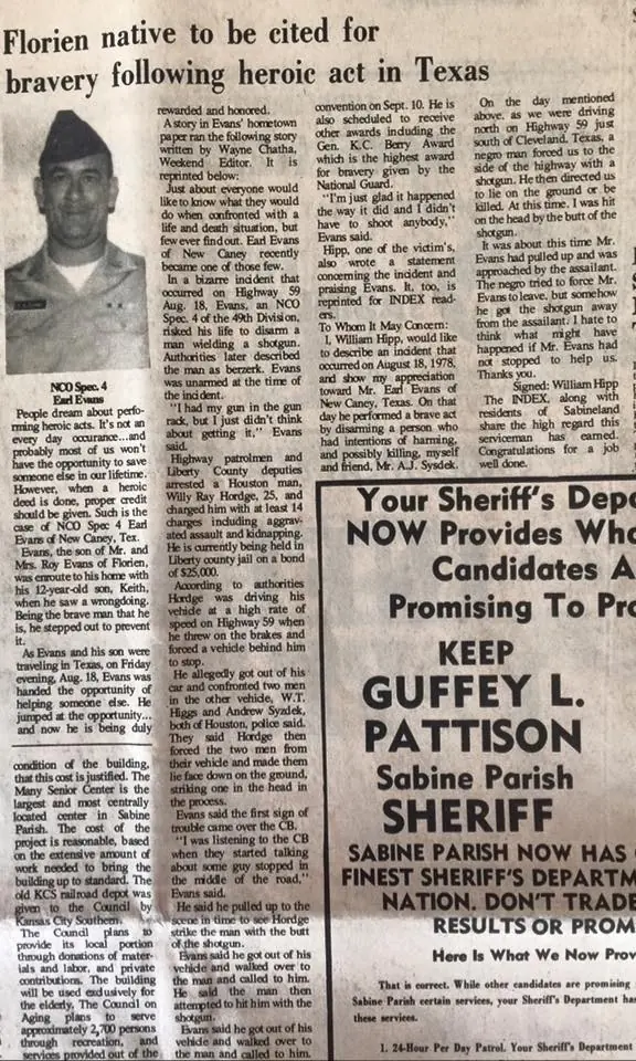 Photograph from the Facebook post “Earl Evans, originally of Florien, later lived in New Caney, Texas”