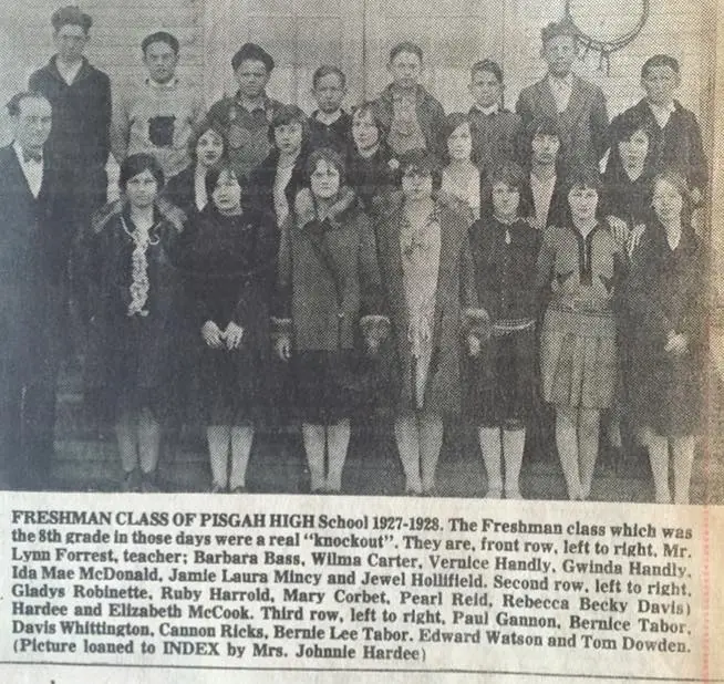 Photograph from the Facebook post “Pisgah High freshmen, 1927-28”
