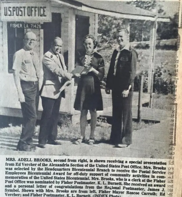 Photograph from the Facebook post “Adell Brooks, Fisher Post Office.”