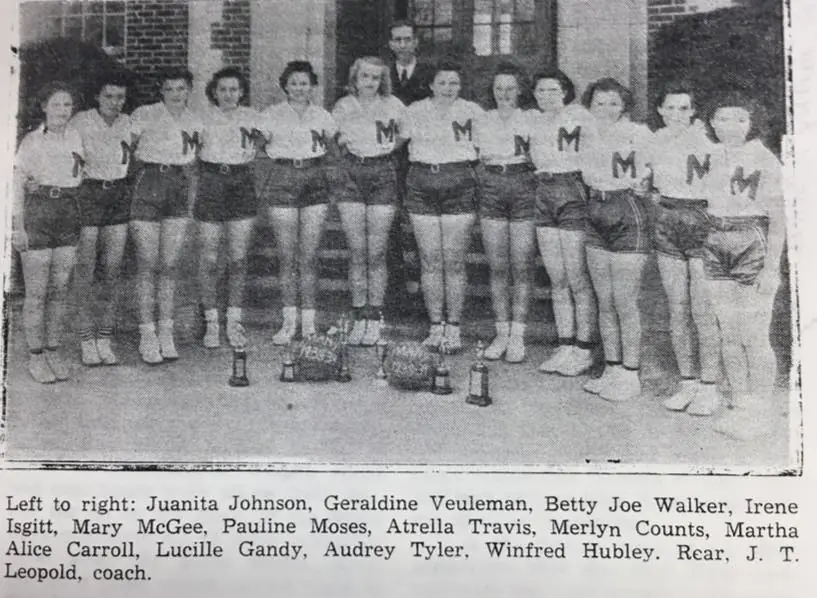 Photograph from the Facebook post “Many High girls' basketball, 1939.”