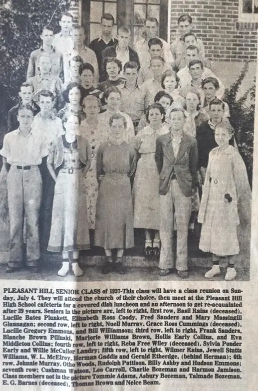 Photograph from the Facebook post “Pleasant Hill High School Class of 1937 #pleasanthillhighclassof37”