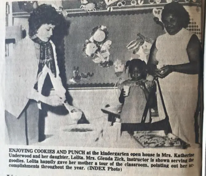 Photograph from the Facebook post “Kindergarten open house at Many, 1976”