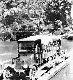 Photograph from the Facebook post “Crossing the Sabine River by the Pendleton Gaines Ferry, 1920s.”
