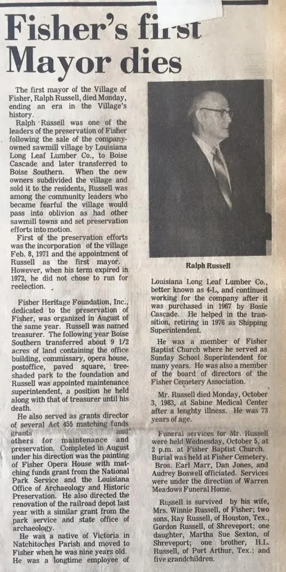 Photograph from the Facebook post “1983, Village of Fisher.”