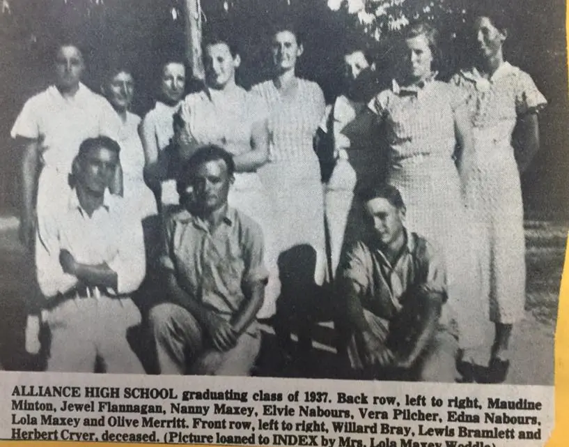 Photograph from the Facebook post “Alliance High School Class of 1937.”