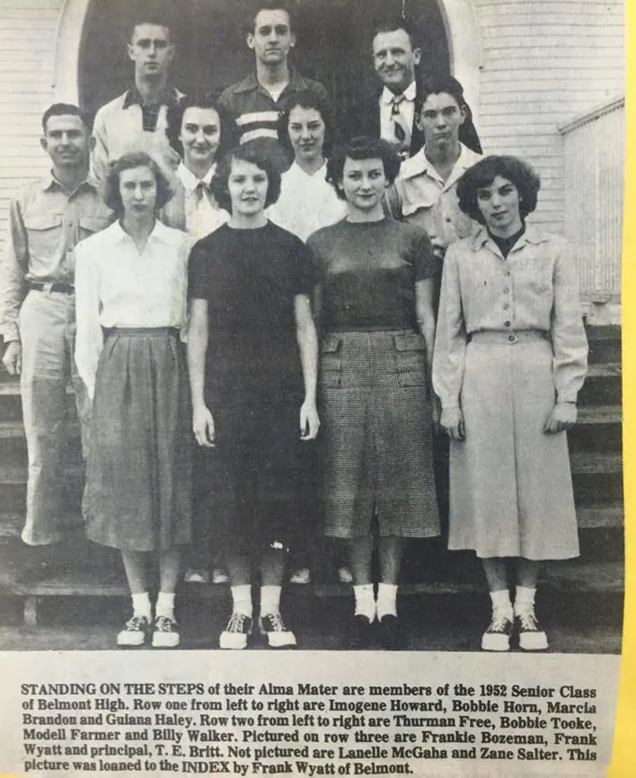 Photograph from the Facebook post “Pictured are several classes of Belmont High School.”