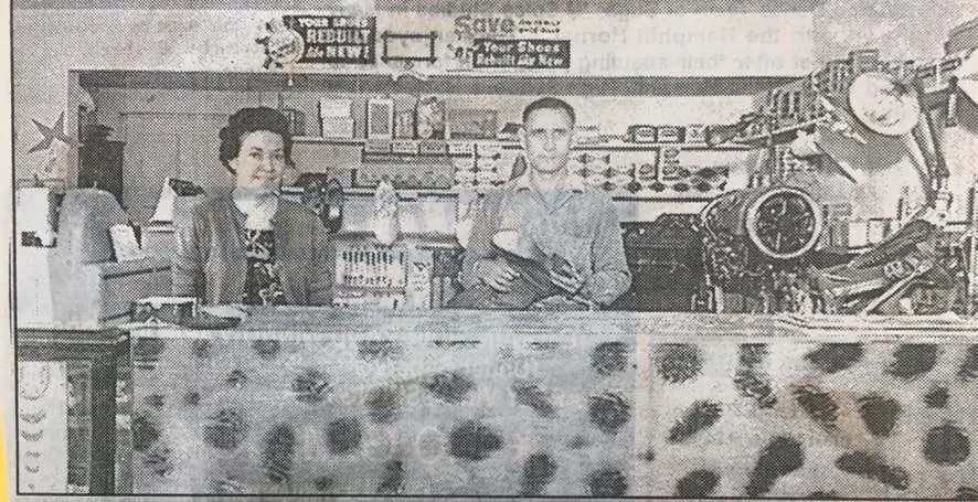 Photograph from the Facebook post “Photo taken in 1958 at Homer Martinez' Shoe Repair in Zwolle.”